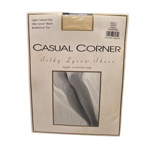 Casual Corner Silky Lycra Sheer Pantyhose Ivory Size C Light Control Top New